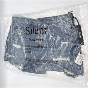 Silent New York Women's 28 High Rise Distressed Denim Shorts Medium Indigo Wash
